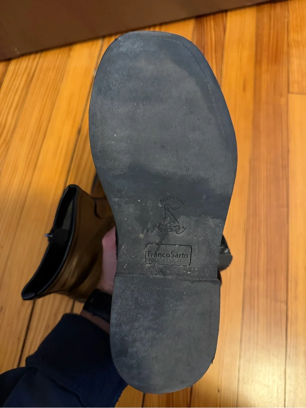 Franco Sarto Black Leather Zip Ankle Boots